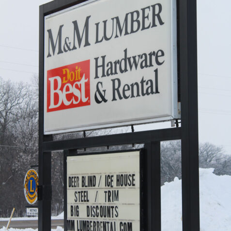 m and m lumber outdoor sign